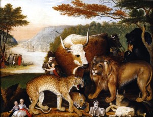 1844 Peaceable Kingdom oil on canvas 61 x 31.2 cm Abby Aldrich Rockefeller Folk Art Center